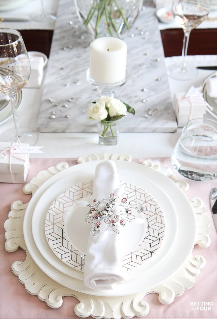 Blush Pink Valentines Day Table Decorations - Setting For Four Interiors