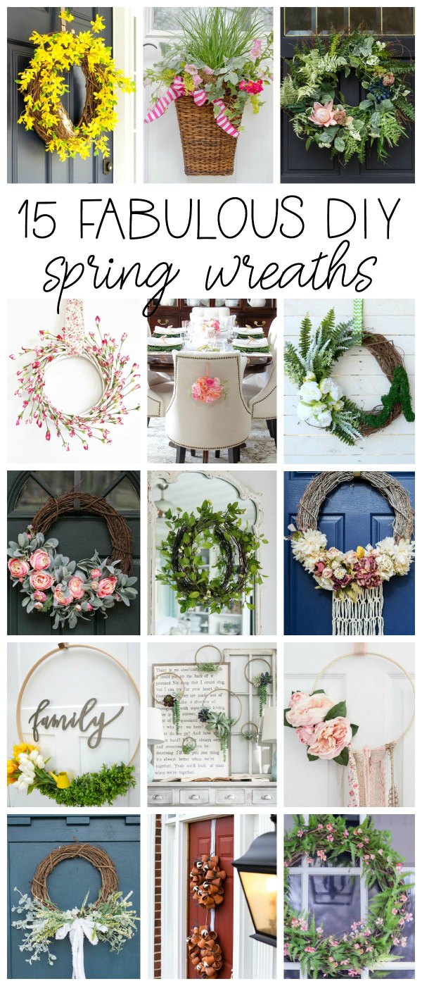 15 Fabulous DIY Spring Wreaths for your home!. Front Door, kitchen, entryway, dining chairs.