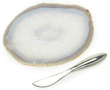 This silver smoke colored agate cheese board and spreader will really style up your movie night and party cheese plates!