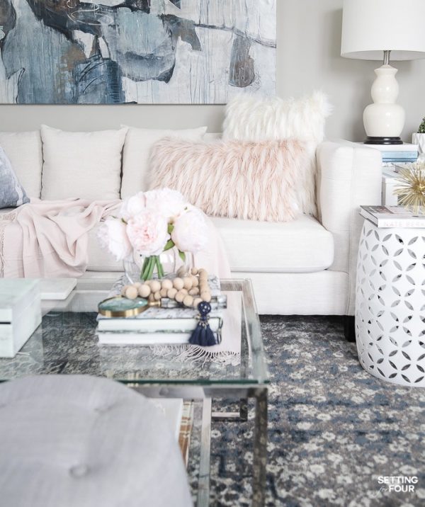 Blush Pink and Blue House Tour Setting For Four Interiors