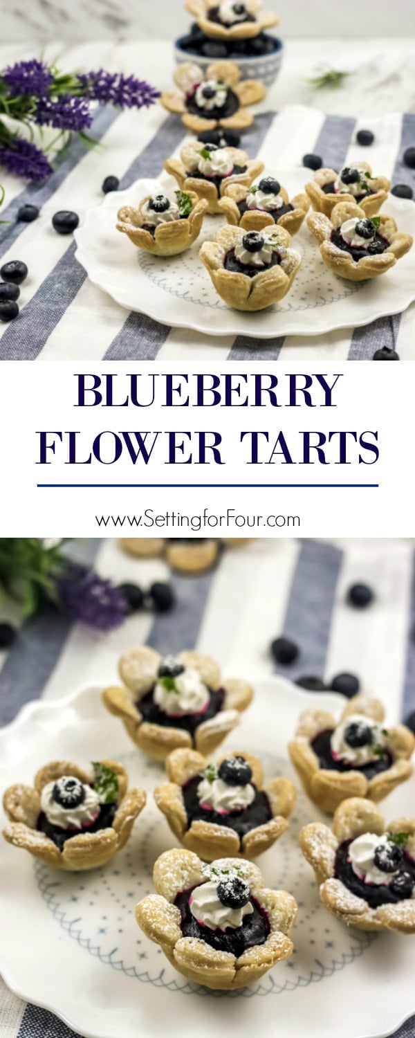 Delicious Blueberry Flower Tarts dessert idea with a flower shaped crust