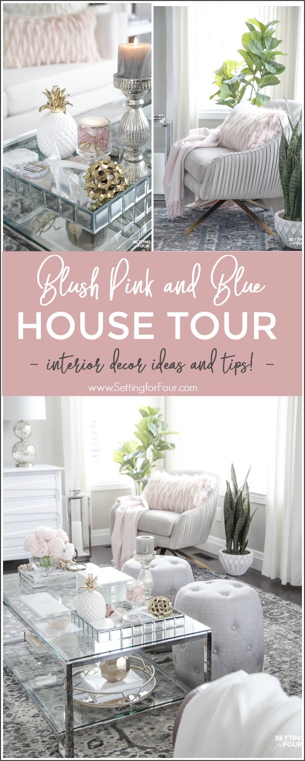 See my Blush Pink and Blue House Tour - interior decor ideas and tips!