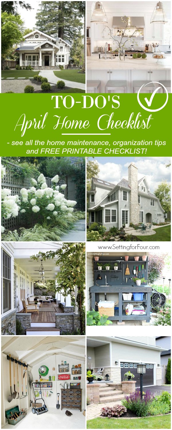 See this handy April Home Checklist and home improvement tips to plan for Spring and Summer. Includes a FREE TO-DO CHECKLIST that you can print off. Helpful tips on how to enjoy the beginning of Spring, home maintenance checks to do, Spring organization & cleaning tips and more! #homedecor #gardening #maintenance #yard #cleaning #checklist