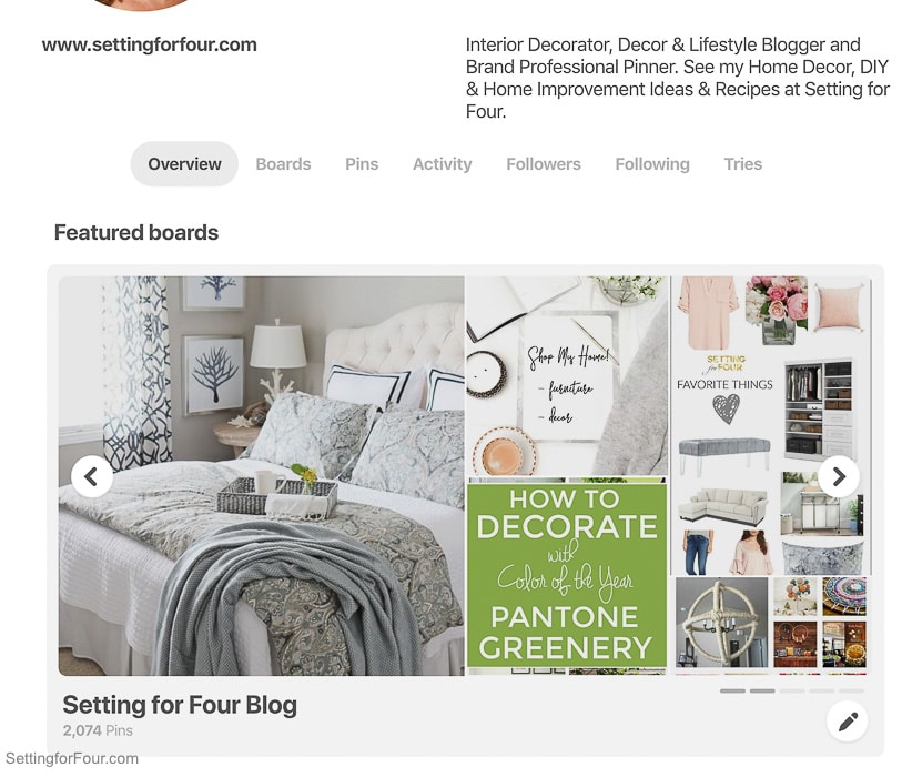 Read All about the new menu tabs in your NEW PInterest profile.