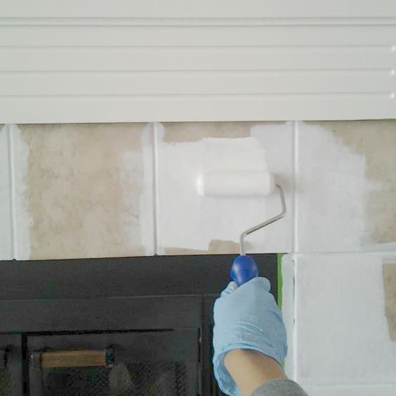 Painting Tile Fireplace Facelift