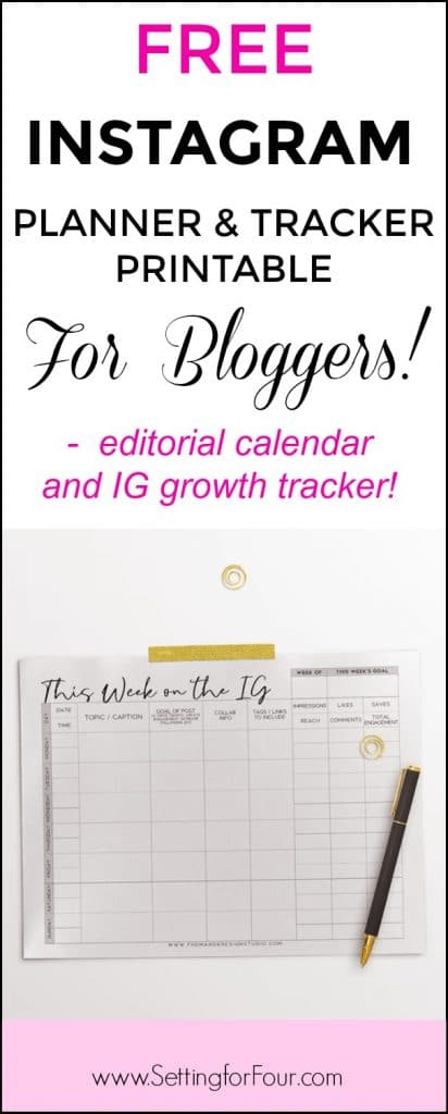 FREE Instagram printable planner and tracker for Bloggers - to organize your Instagram posts!  #printable #free #instagram #calendar #blogger #organizer