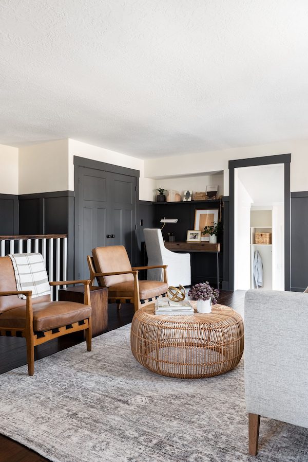 Cozy, Modern Living Room Design Inspiration, coffee table ideas for small spaces, gray area rug, modern living room, minimal design inspiration, small living room design ideas, warm, cozy living room decorating ideas.