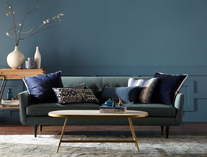 Blueprint Paint Color By Behr in a living room- Color Of The Year 2019 #blueprint #color #paint #trends #wallcolor #decor #design #homeimprovement