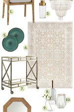 Thinking of making over your dining room or giving it a little refresh? See these 13 Must Have Finds for a Dining Room Refresh! Gorgeous furniture, rug, lighting, mirror, accessory and pillow ideas in a white, gold and green color scheme!