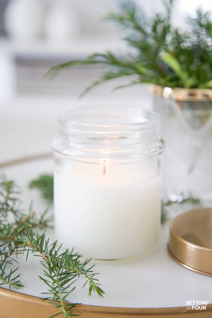 DIY Forest Pine Fragrance Candle in a jar #diy #tutorial #candle #pine #fragrance #oil #gift #decor #fall #christmas