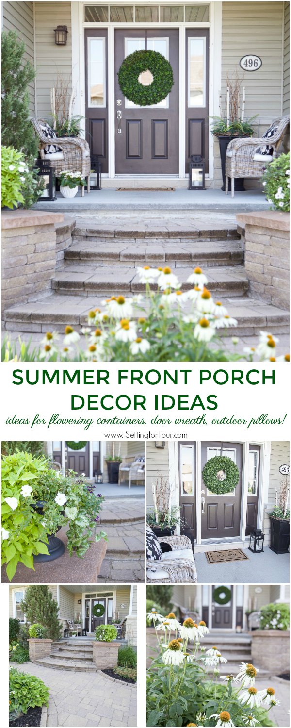 Summer Front Porch Decor Ideas #summer #porch #decor #exterior #curbappeal #decorating #landscaping #walkway #design