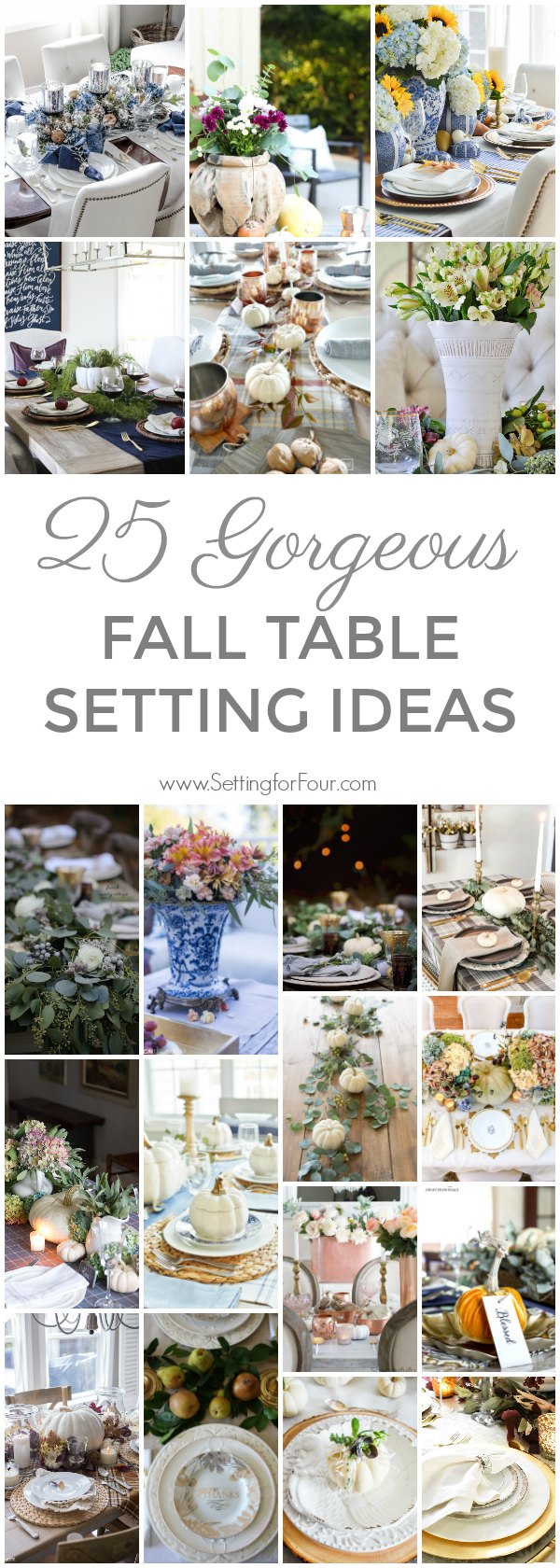 25 Gorgeous Fall Table Setting Ideas #fall #autumn #decor #tablesetting #tablescape #pumpkin #centerpiece #flowers #dinnerware #napkinfold #entertaining