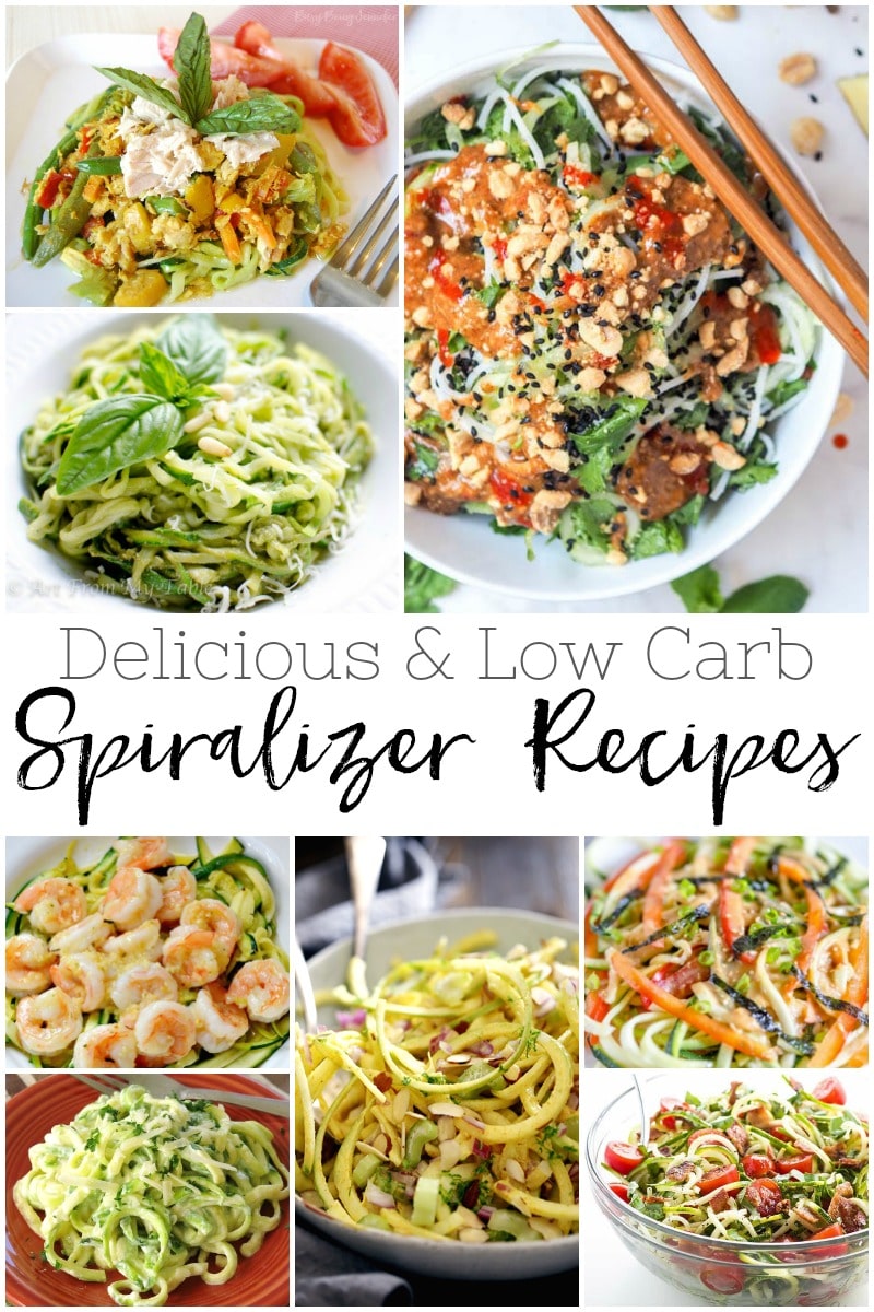 20 Delicious & Low Carb Spiralizer Recipes! #vegetables #dinner #food #recipes #spiralizer #lowcarb #healthy #zucchini