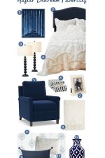 Dreamy Blue and White Master Bedroom Favorites. #decor #bedroom #blue #white #design #decorideas