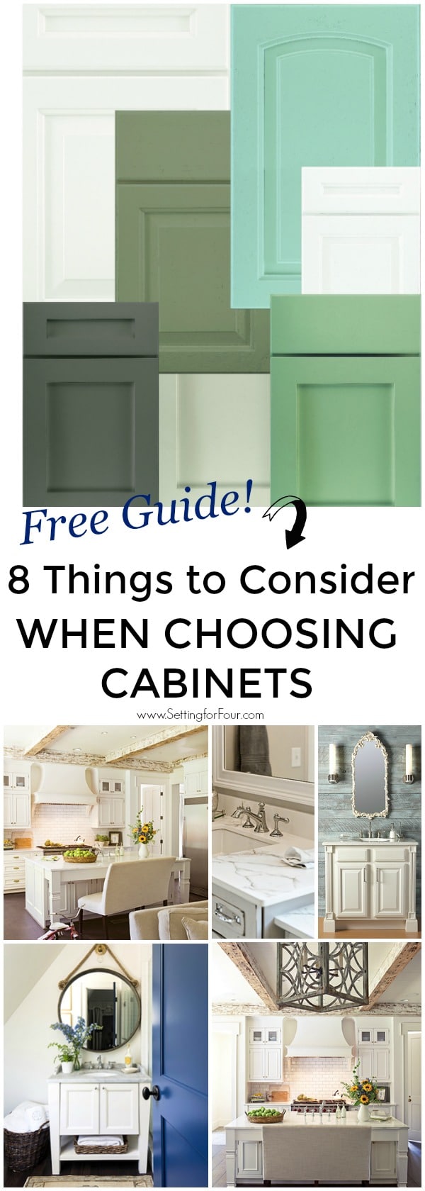 8 IMPORTANT things to Consider when choosing cabinets for Kitchens and Bathrooms. #ad Plus a Free Design Guide! #cabinet #kitchen #bathroom #laundry #guide #free #decor #design #renovation #newhome #homeimprovement #wellborncabinet