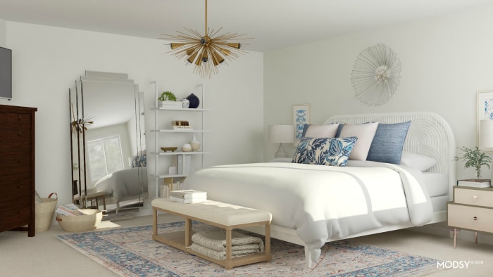 See 9 gorgeous master bedroom design ideas with the virtual 3-D design service Modsy! See pictures of all the beautiful designs and which one I picked! #bedroom #makeover #interiordesign #decor #decorideas #virtualdesign #edesign