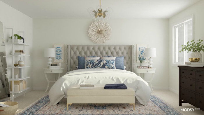 See 9 gorgeous master bedroom design ideas with the virtual 3-D design service Modsy! See pictures of all the beautiful designs and which one I picked! #bedroom #makeover #interiordesign #decor #decorideas #virtualdesign #edesign