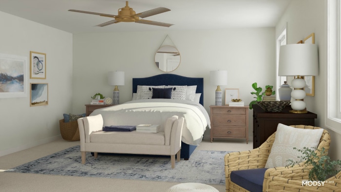 See 9 gorgeous master bedroom design ideas with the virtual 3-D design service Modsy! See pictures of all the beautiful designs and which one I picked! #bedroom #makeover #interiordesign #decor #decorideas #virtualdesign #edesign