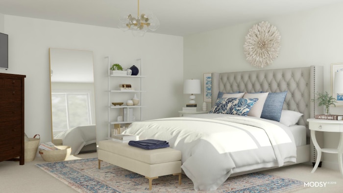 See 9 gorgeous master bedroom design ideas with the virtual 3-D design service Modsy! See pictures of all the beautiful designs and which one I picked! #bedroom #makeover #interiordesign #decor #decorideas #virtualdesign #edesign