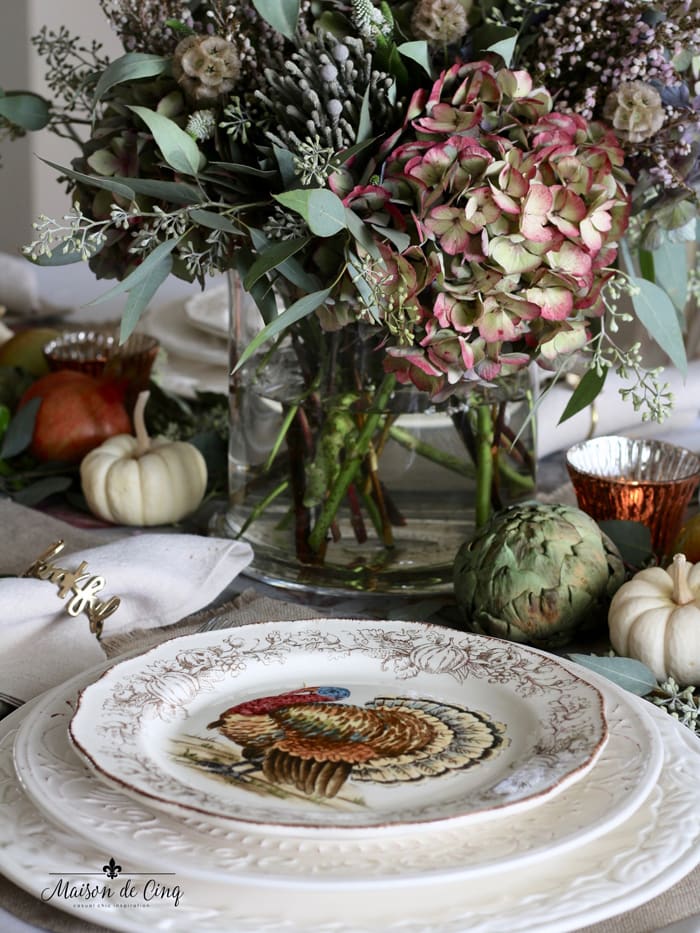 Elegant White & Gold Thanksgiving Table Setting - Setting for Four