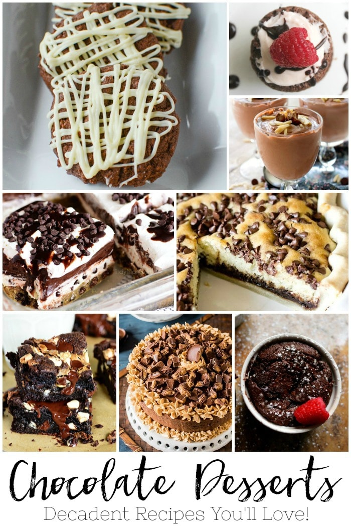 Love chocolate? Then you'll love these 21 Chocolate Desserts - Decadent Recipes! Cakes, cookies, mousse and treats the whole family will love! #chocolate #desserts #recipes #decadent # #quick #fancy #foracrowd #cake