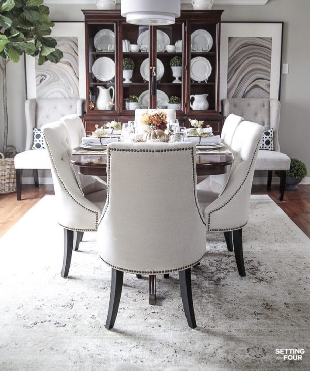 Elegant White & Gold Thanksgiving Table Setting - Setting For Four ...