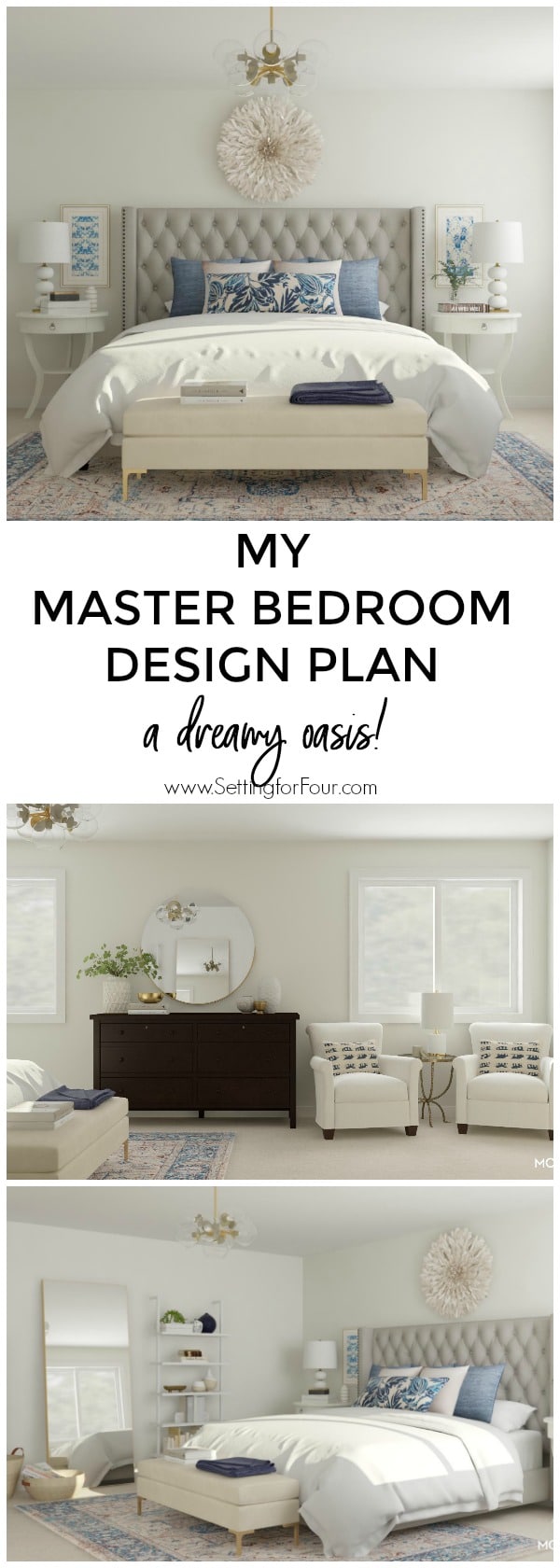 My master bedroom design plan: a dreamy oasis for watching TV and reading! #bedroom #makoever #design #interiordesign #TV #readingnook