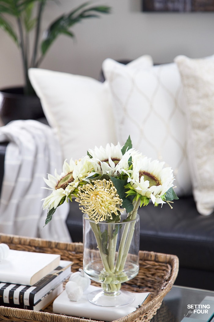 How to Style & Decorate With Artificial Flowers & Plants! Adding these natural looking faux plants and flowers will give your home a cozy, welcoming feel! #decor #decorideas #decorinspiration #fall #falldecor #faux #plants