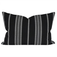 Boho Stripe: This black and white stripe and diamond pattern is a classic and will go with so many other pillow patterns too! #pillow #decor #comfort #living #fabric #pattern #gray