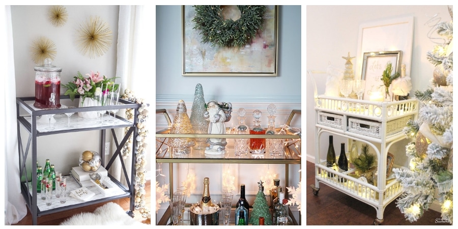 See 6 gorgeous Christmas bar carts and styling ideas! #christmas #decor #simple #easy #styling #style 