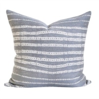 Camino Conch - a stone grey, sand and white organic striped pillow. Fits in as a great neutral with texture in most any pillow mix! #pillow #decor #comfort #living #fabric #pattern #gray