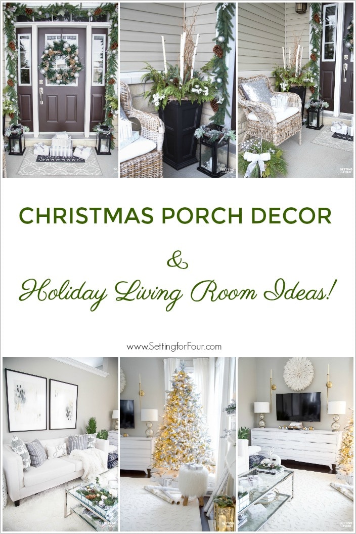 Christmas home decor ideas for the porch and living room! #christmas #christmasdecor #porch #livingroom #christmasporch #christmaslivingroom #decor