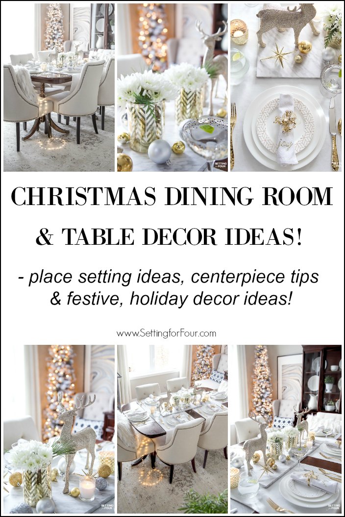 See my Styled and Set Christmas Table Decor Ideas - tips on seating, centerpiece ideas, place setting ideas, festive decor and more! #christmasdecorating #diningroomdecor #tabledecor #glam #elegant #modern