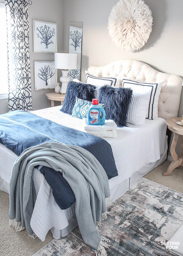 Simple guest bedroom decor ideas. #ad #guest #bedroom #decor #ideas #guestroom #PersilLaundry