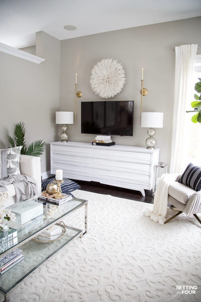 Living Room Makeover - New TV Stand, Wall Art, Rug & Pillows! - Setting ...