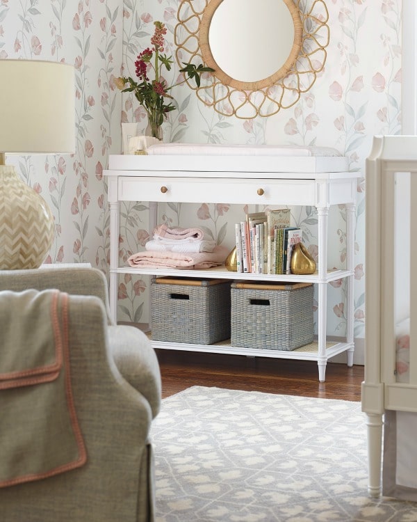 Beautiful nursery inspiration for a girl #girl #baby #nursery #room #changetable #changingpad #dresser