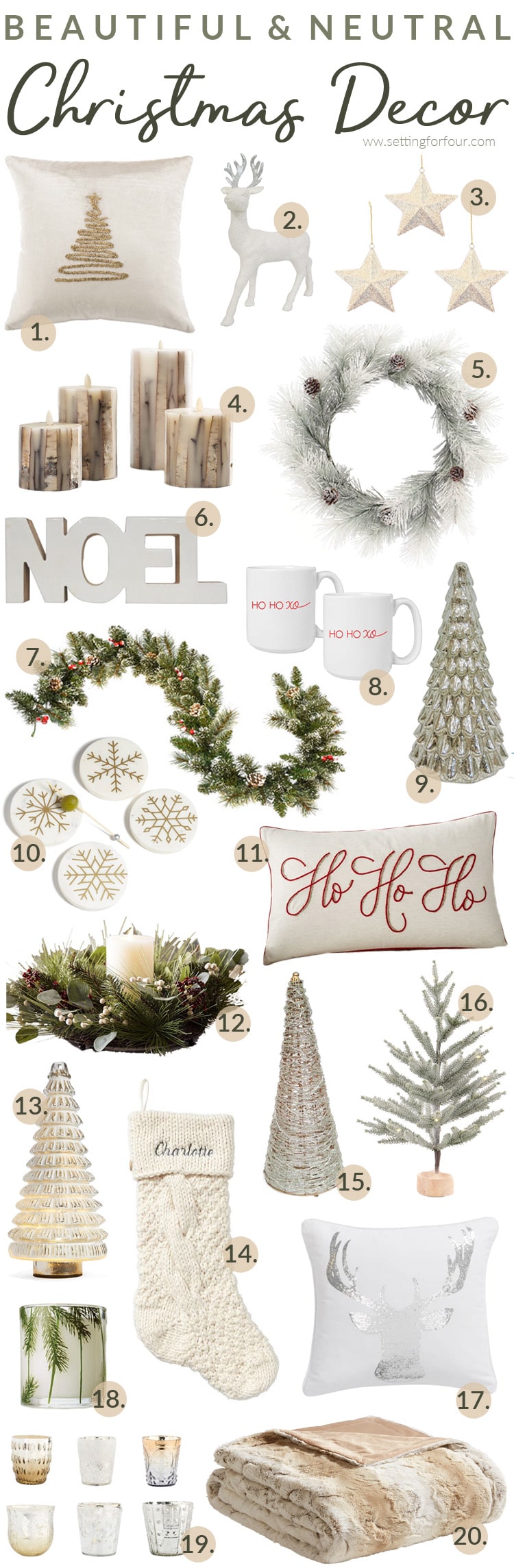 Beautiful & Neutral Christmas Decor Ideas For The Home - Setting ...