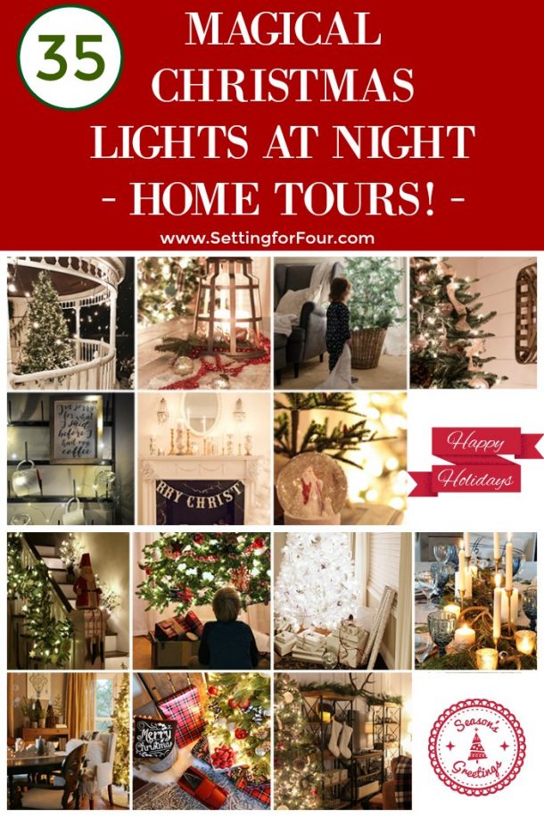 35 Magical Christmas Lights At Night Home Tours Setting for Four