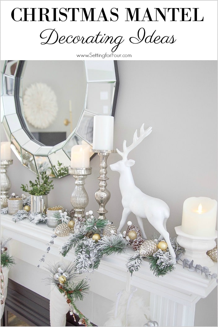 Elegant Christmas Mantel Decorating Ideas. #christmas #mantel #decorations #glitter #garland #modern