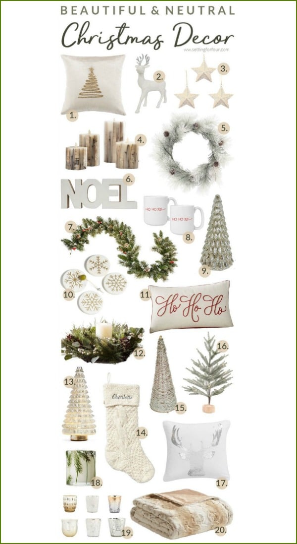 Beautiful, neutral Christmas decor ideas for the home! Great gift ideas! Farmhouse Modern style.