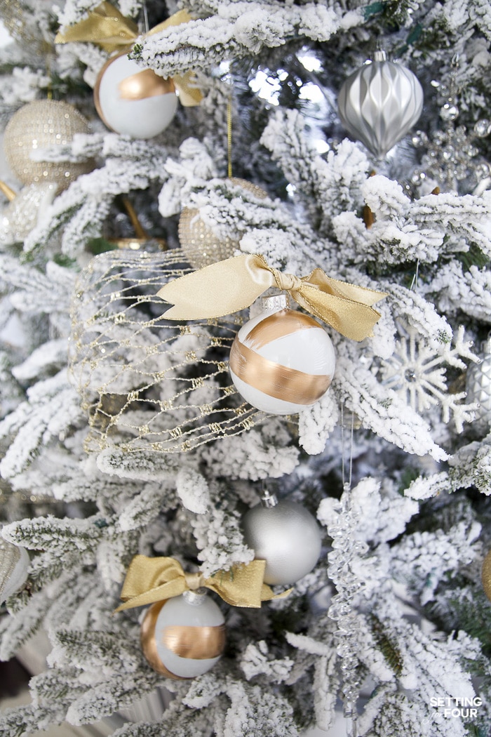 White & Gold Hand Painted Christmas Ornaments #diy #handmade #christmasornaments #glass #christmasballs #designer #ornaments #goldleaf #oneofakind #craft