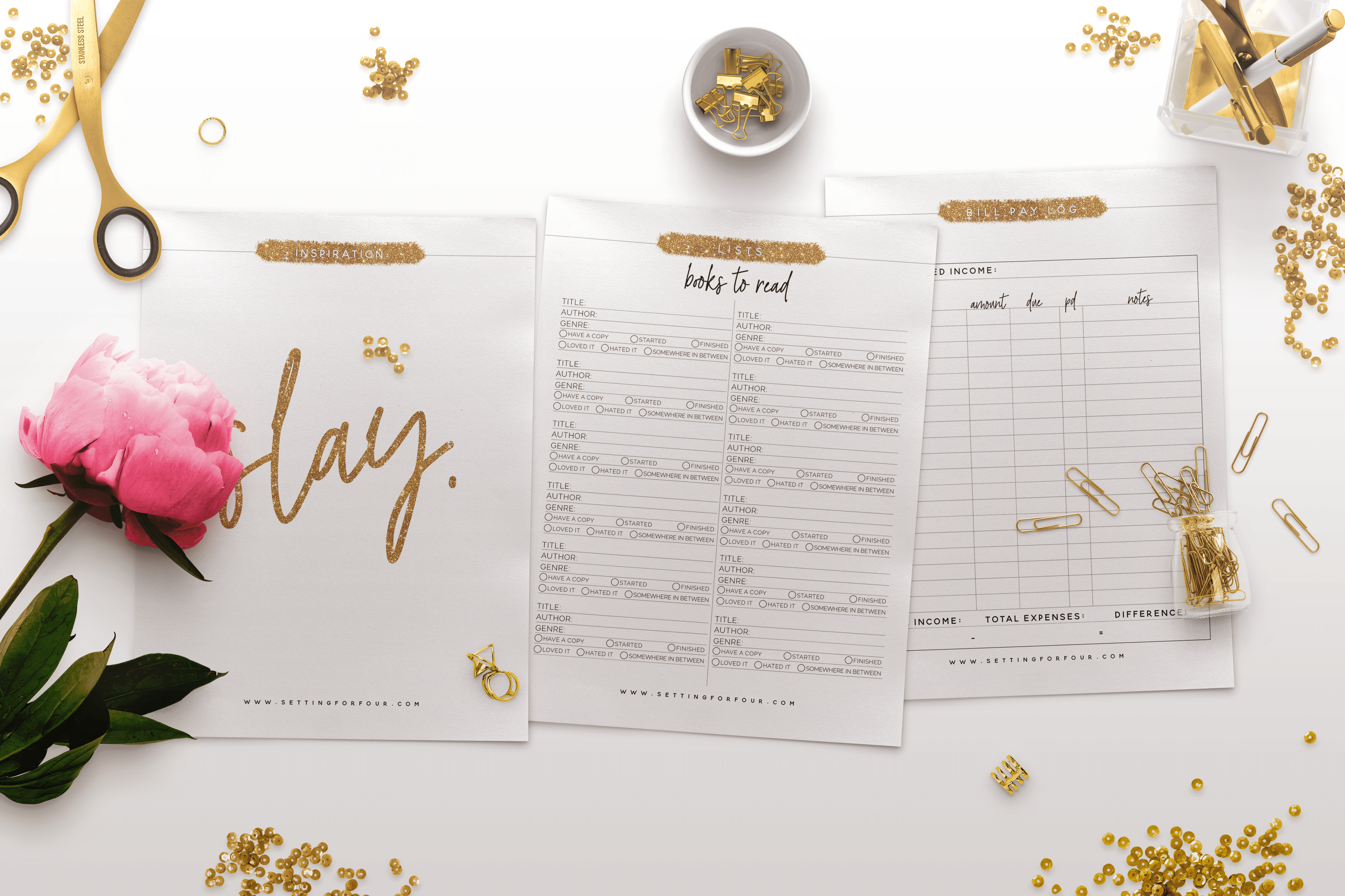 Amazing 2019 Planner printable pack with 106 pages to organize your life! #planning #planner #quotes #art #wallart #gallerywall #inspiration #motivation #bills #books #parenting