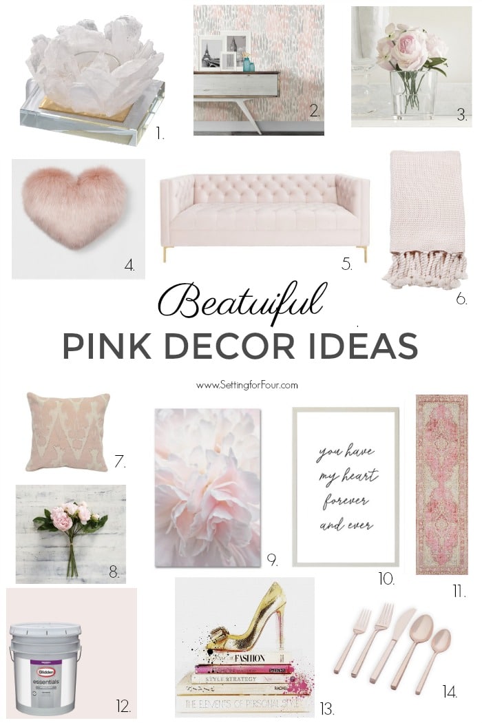 Beautiful pink decor ideas for the home! #decor #homedecor #decorideas #pink #furniture #art #pillows #throws #paintcolor #wallpaper #tabletop