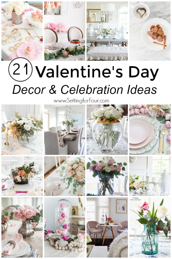 21 Valentine's Day Decor & Party ideas! Galentine's party & Valentine's breakfast ideas, diy decor ideas, tablescapes and romantic ideas too! #valentinesday #party #tablesetting #galentinesparty #breakfast #dinner #valentinesdaydecor