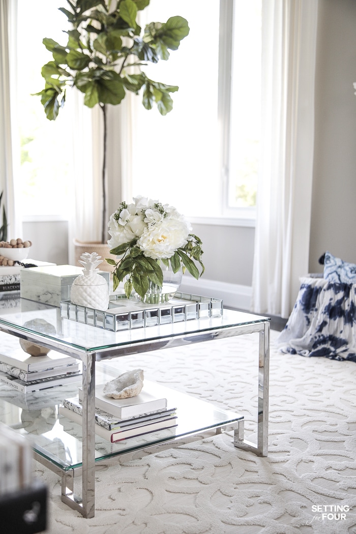 Easy winter decorating ideas for the coffee table.