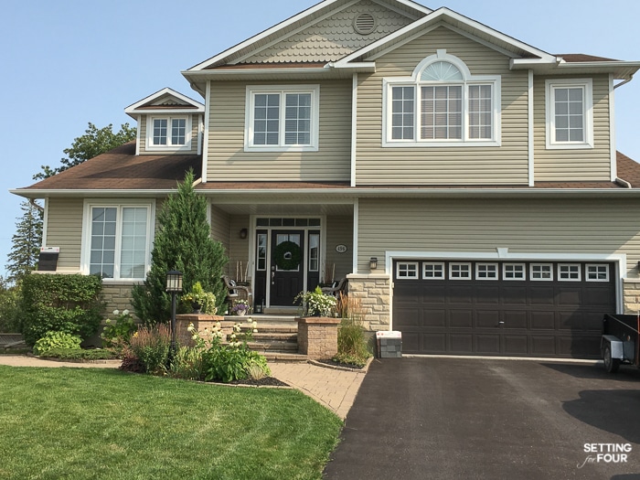 Brown shingle color on a two story home.