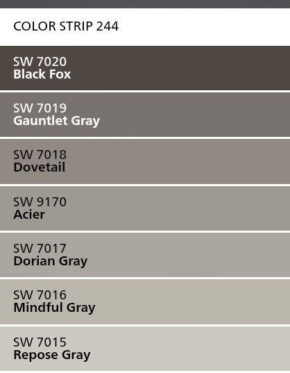 Paint color strip showing all the tints of one color for a Whole home paint color scheme.