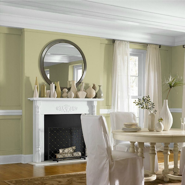 Back to Nature by Behr paint color in a dining room - Color of the Year 2020