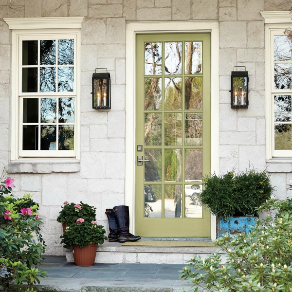 See this beautiful green front door painted Back To Nature by Behr. Color of the Year 2020.