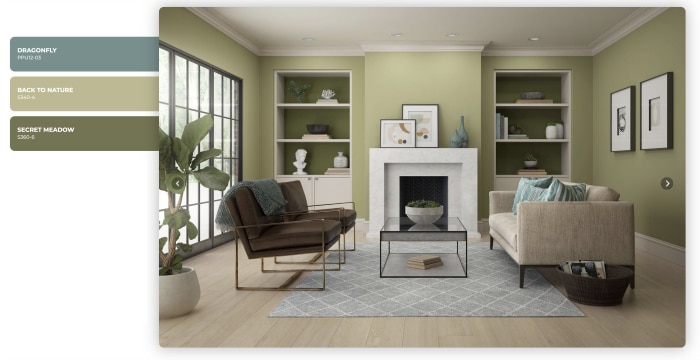 Behr Back to Nature paint color in a living room.